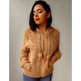 Blusa De Frio Feminina Peluciada Felpud Aberta Capuz Inverno