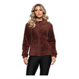 Blusa De Frio Feminina Quentinha Gorro Bolsos Zíper Inverno