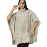 Blusa De Frio Feminino Tricô Moda Inverno Gola Alta Poncho