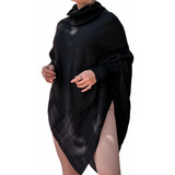Blusa De Frio Feminino Tricô Moda Inverno Gola Alta Poncho