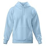 Blusa De Frio Moletom Neon Capuz Bolso Canguru Macio Relaxado Liso E Estampado BR Alfa M Regular Regular AZUL BB LISO 