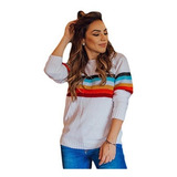 Blusa De Frio Tricot Sueter Linha Trico Listrada Linda Tende