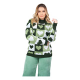 Blusa De Tricô Tricot Feminina Corações Inverno Frio Malha