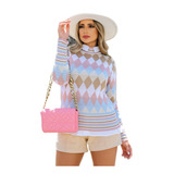 Blusa Escocesa Blusinha De Tricot Com Gola Suéter Xadrez