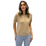 Blusa Facinelli Texturizada Manga Curta Feminina Casual