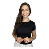 Blusa Feminina Babylook Camiseta Basica Lisa Com Lycra