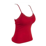 Blusa Feminina Blusinha Renda Alcinha Básica Com Bojo Linda