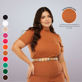 Blusa Feminina Camiseta Cacharrel Plus Size Manga Curta 3 4
