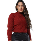Blusa Feminina Cardigan Zayra Gola Cacharrel Manga Longa