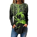 Blusa Feminina De Manga Longa Outono Moderna Gola Redonda Casual Solta Camiseta Elegante Túnica Rodada Roupas De Trabalho 2024 Rosa GG