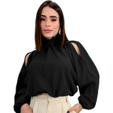 Blusa Feminina Social Cropped