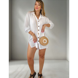 Blusa Feminina Tipo Chemise Camisão Básica Social Ou Praia