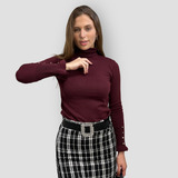 Blusa Feminina Tricot Gola Alta Básica Sueter Lã Elastano