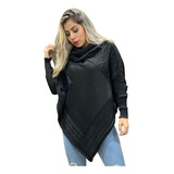 Blusa Feminino De Frio Poncho Tricô Manga Longa