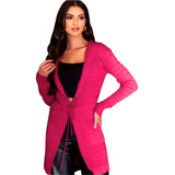 Blusa Frio Feminina Trico Tricot Kimono Parka Touca