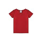 Blusa Infantil Menina Decote V Malha Cotton Light MC Malwee Kids Cor Vermelho Tamanho 10