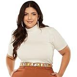 Blusa Manga Comprida 3 4 Feminina Cacharrel Gola Alta Plus Branco Único