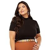 Blusa Manga Comprida 3 4 Feminina Cacharrel Gola Alta Plus Preto Único