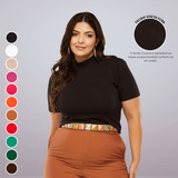 Blusa Manga Comprida 3 4 Feminina Cacharrel Gola Alta Plus