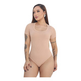 Blusa Manga Curta Canelada Body Feminino