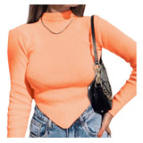 Blusa Manga Longa Cropped Bico V