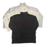 Blusa Manga Longa Infantil Segunda Pele Cor Neutra Kit 3 Uni