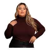 Blusa Manga Longa Meia Estação Plus Size Gola Alta Cacharrel