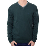 Blusa Masculina Ogochi Tricot Decote Em V Verde Musgo 0050