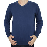 Blusa Masculina Oyhan Suéter Tricot Decote V Azul   R04 003