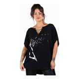 Blusa Max Estampa Prata Nota Musical Moda Feminina