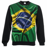Blusa Moletom Careca Brasil Bandeira Nação