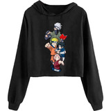 Blusa Moletom Cropped Feminino Naruto Kakashi Sasuke Sakura