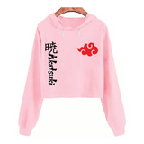 Blusa Moletom Cropped Flanelado Feminino Naruto Akatsuki Top