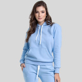 Blusa Moletom Feminina De Frio Lisa Capuz Bolso Envio Full