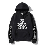 Blusa Moletom Racionais Fé Em Deus Que Ele É Justo Canguru