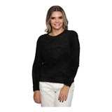 Blusa Pelinho De Frio Pelúcia Manga Longa Feminina