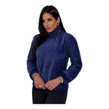 Blusa Peluciada Teddy Feminina Gola Alta De Pelinho Luxo