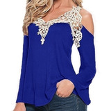 Blusa Peplum Renda Guipir Plus Size C manga Longa Viscolycra