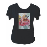 Blusa Plus Size Aplicação Com Estampa Flores Tam. M Ao G5