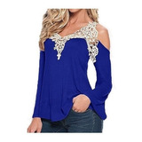 Blusa Plus Size C Renda Guipir Manga Longa Peplum Mullet