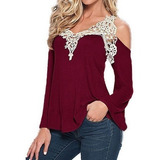 Blusa Plus Size Feminina Renda Guipir C Manga Longa Inverno