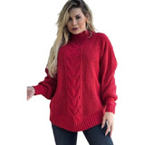 Blusa Plus Size Poncho Blusão Lã Tricot Tricô