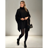 Blusa Poncho Kimono Tricot Tricô Inverno Lindo Femino Promo