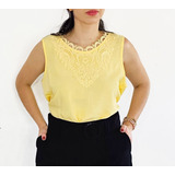 Blusa Regata Blusinha Feminina Com Renda Guipir Várias Cores