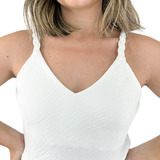 Blusa Regata Feminina Social De Alça Trançada Moda Fashion