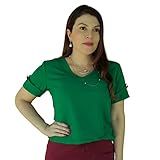 Blusa Social Feminina Camisa Manga Curta Botões Encapados Viscolinho