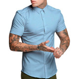 Blusa Social Masculina Manga Curta Slim Fit Pronta Entrega