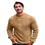 Blusa Suéter Em Tricot Detalhado Masculino MP4001 BR Alfa M Regular Regular Bege 