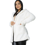 Blusa Teddy Feminino Casaco Sobretudo Inverno Bolsos Capuz