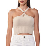 Blusa Tricô Colcci Retilinea In24 Bege Taupe Feminino